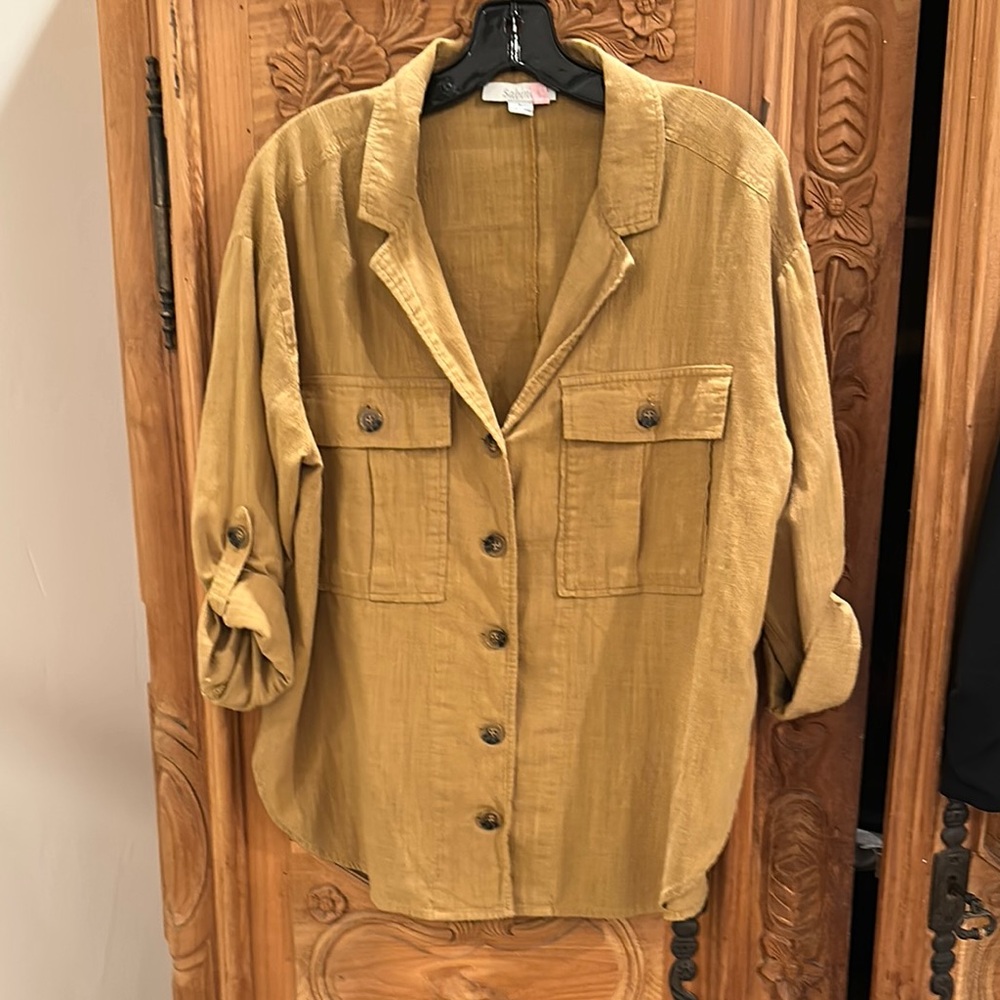 Sabine Mustard Button-Up Top